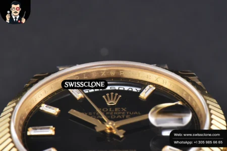 Rolex DayDate 40mm Black Dial Diamond Marker President High Resolution View