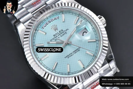 Rolex DayDate 40mm Ice Blue Dial Lume Marker President High Resolution View