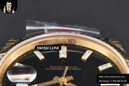 Rolex DayDate 40mm Black Dial Diamond Marker President High Resolution View