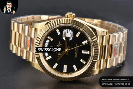 Rolex DayDate 40mm Black Dial Diamond Marker President High Resolution View