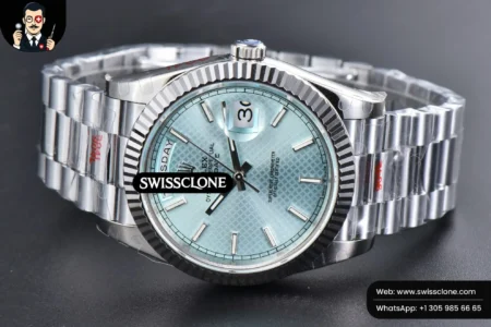 Rolex DayDate 40mm Ice Blue Dial Lume Marker President High Resolution View