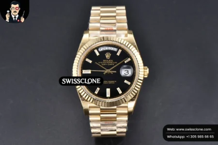 Rolex DayDate 40mm Black Dial Diamond Marker President High Resolution View
