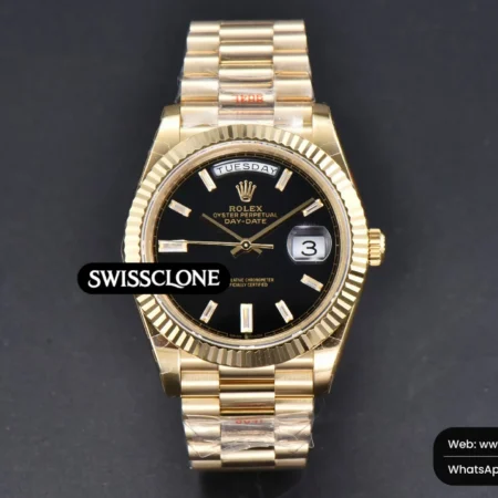 Rolex DayDate 40mm Black Dial Diamond Marker President High Resolution View