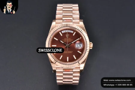 Rolex DayDate 40mm Brown Dial Lume Marker President High Resolution View