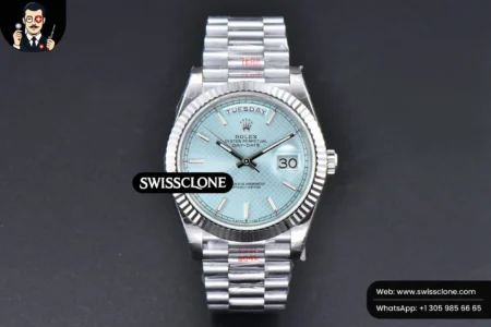 Rolex DayDate 40mm Ice Blue Dial Lume Marker President High Resolution View