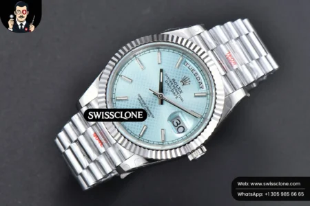 Rolex DayDate 40mm Ice Blue Dial Lume Marker President High Resolution View