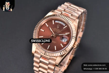 Rolex DayDate 40mm Brown Dial Lume Marker President High Resolution View