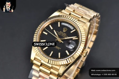 Rolex DayDate 40mm Black Dial Lume Marker President High Resolution View