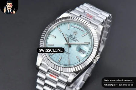 Rolex DayDate 40mm Ice Blue Dial Lume Marker President High Resolution View