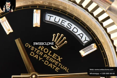 Rolex DayDate 40mm Black Dial Diamond Marker President High Resolution View
