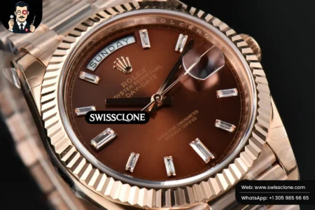 Rolex DayDate 40mm Brown Dial Diamond Marker High Resolution View