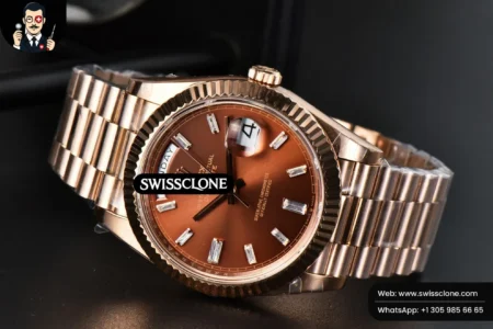 Rolex DayDate 40mm Brown Dial Diamond Marker High Resolution View