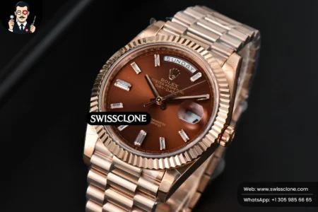 Rolex DayDate 40mm Brown Dial Diamond Marker High Resolution View