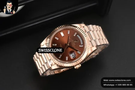 Rolex DayDate 40mm Brown Dial Diamond Marker High Resolution View