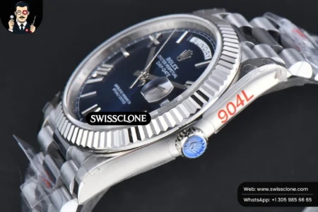 Rolex DayDate 40mm Blue Dial Roma Marker President High Resolution View