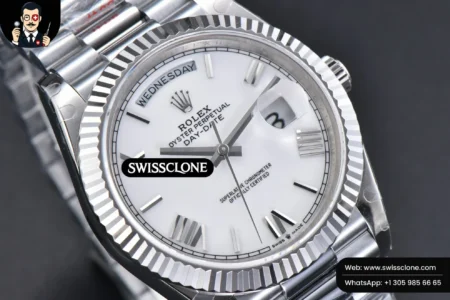 Rolex DayDate 40mm White Dial Roma Marker President High Resolution View