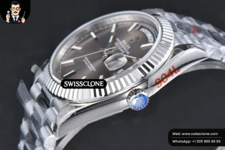 Rolex DayDate 40mm Gray Dial Lume Marker President High Resolution View