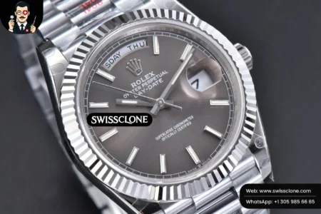 Rolex DayDate 40mm Gray Dial Lume Marker President High Resolution View