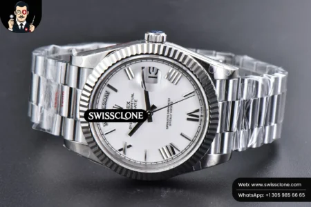 Rolex DayDate 40mm White Dial Roma Marker President High Resolution View