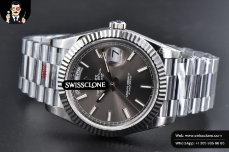 Rolex DayDate 40mm Gray Dial Lume Marker President High Resolution View