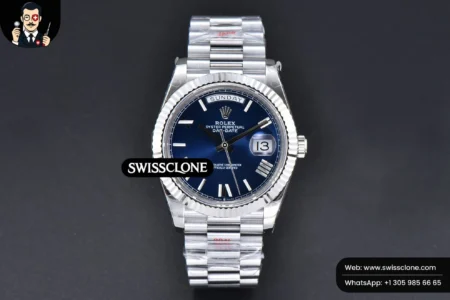 Rolex DayDate 40mm Blue Dial Roma Marker President High Resolution View