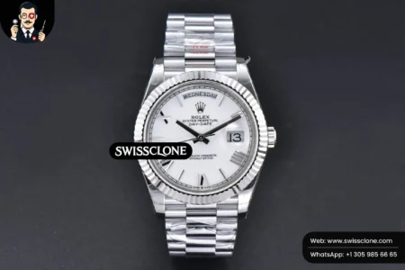 Rolex DayDate 40mm White Dial Roma Marker President High Resolution View