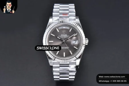 Rolex DayDate 40mm Gray Dial Lume Marker President High Resolution View