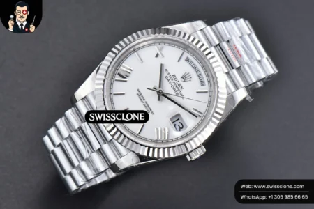 Rolex DayDate 40mm White Dial Roma Marker President High Resolution View
