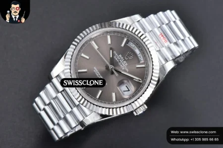 Rolex DayDate 40mm Gray Dial Lume Marker President High Resolution View