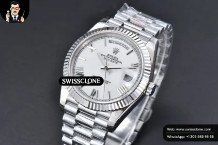 Rolex DayDate 40mm White Dial Roma Marker President High Resolution View