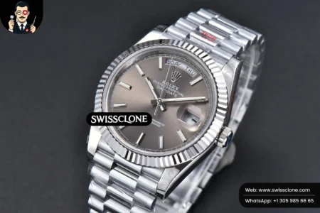 Rolex DayDate 40mm Gray Dial Lume Marker President High Resolution View