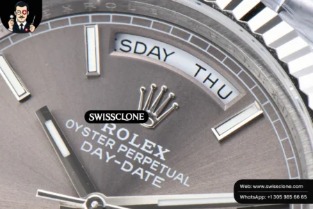 Rolex DayDate 40mm Gray Dial Lume Marker President High Resolution View