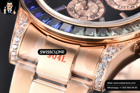 Rolex Daytona 116595 Customized Rainbow Diamond Bezel Black Dial High Resolution View