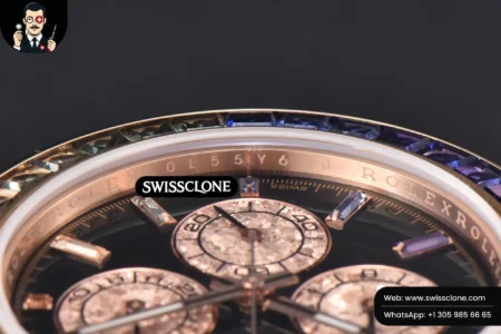 Rolex Daytona 116595 Customized Rainbow Diamond Bezel Black Dial High Resolution View