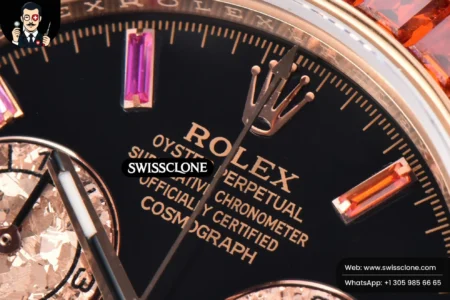 Rolex Daytona 116595 Customized Rainbow Diamond Bezel Black Dial High Resolution View