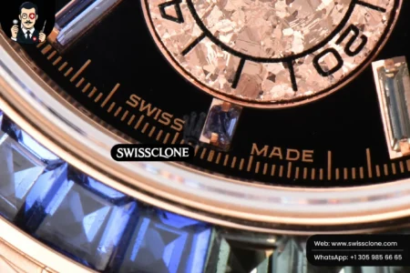 Rolex Daytona 116595 Customized Rainbow Diamond Bezel Black Dial High Resolution View