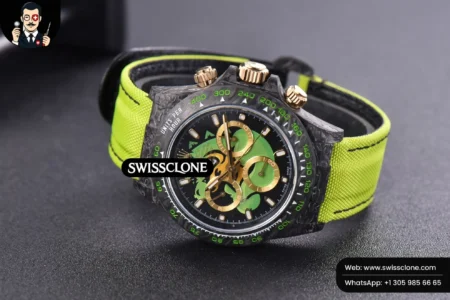 Rolex Daytona DIW Carbon WWF Green Wolf Dial on Dark Green Nylon High Resolution View