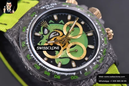 Rolex Daytona DIW Carbon WWF Green Wolf Dial on Dark Green Nylon High Resolution View