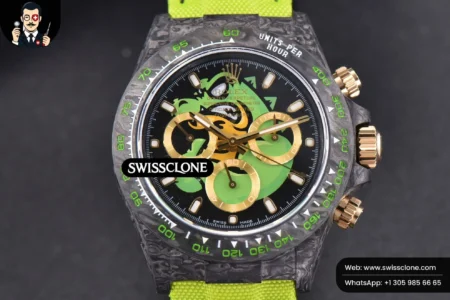 Rolex Daytona DIW Carbon WWF Green Wolf Dial on Dark Green Nylon High Resolution View