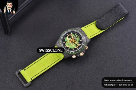 Rolex Daytona DIW Carbon WWF Green Wolf Dial on Dark Green Nylon High Resolution View