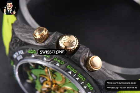 Rolex Daytona DIW Carbon WWF Green Wolf Dial on Dark Green Nylon High Resolution View