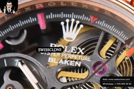 Rolex Daytona PVD Carbon 40mm GETF Rainbow Diamond Skeleton Dial Black Rubber High Resolution View