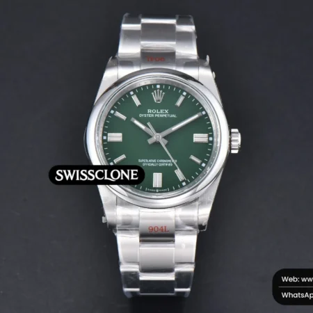 Rolex Oyster Perpetual 126000 36mm 904L Green Dial VR3230 High Resolution View