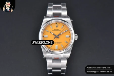 Rolex Oyster Perpetual 126000 36mm 904L Yellow Dial VR3230 High Resolution View