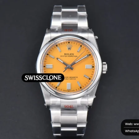 Rolex Oyster Perpetual 126000 36mm 904L Yellow Dial VR3230 High Resolution View
