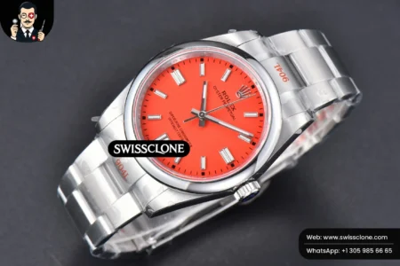 Rolex Oyster Perpetual 126000 36mm 904L Red Dial VR3230 High Resolution View