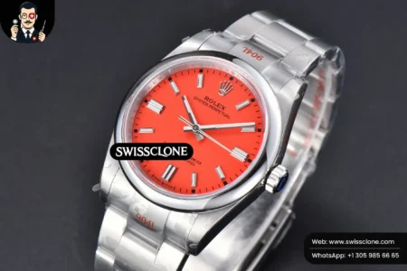 Rolex Oyster Perpetual 126000 36mm 904L Red Dial VR3230 High Resolution View
