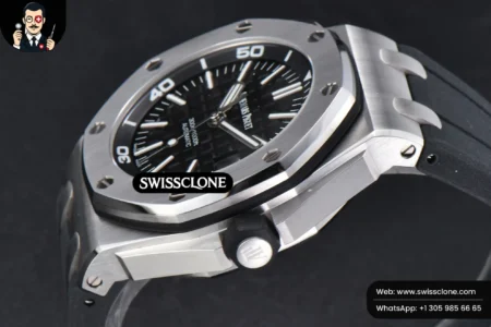 Audemars Piguet Royal Oak Offshore Diver 15703 42mm GF Black Dial Black Rubber High Resolution View
