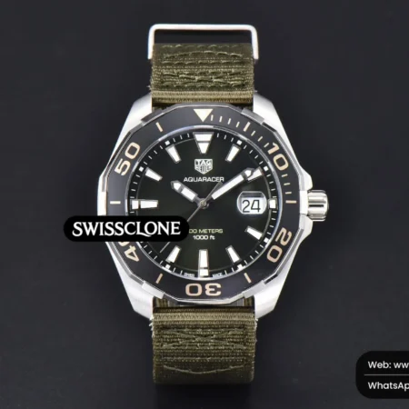 Tag Heuer Aquaracer 300M 41mm OF Black Dial Green Nylon SW200 High Resolution View
