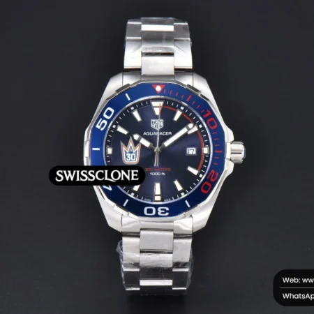 Tag Heuer Aquaracer 300M 41mm OF Blue/Red Bezel Purple Dial SW200 High Resolution View